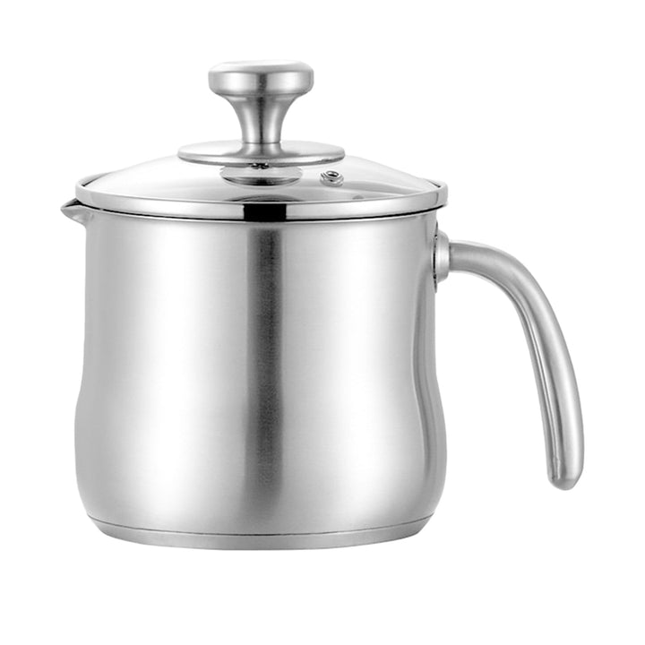 Milchtopf Edelstahl mit Deckel und Ausgiesser, 2 Liter Kochtopf Induktion mit Dampfloch & Rutschfest