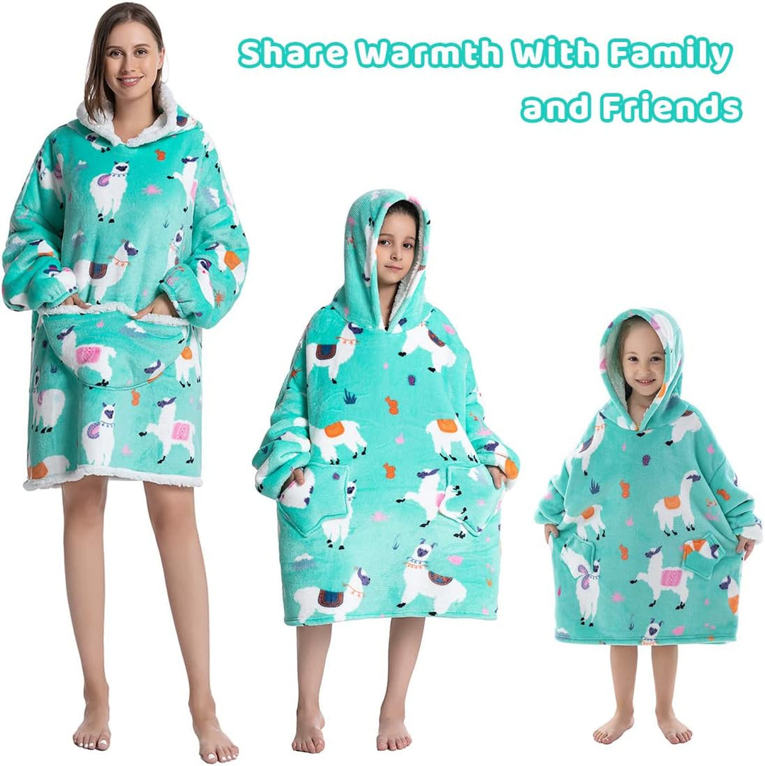 Wenlia Übergrosse Hoodie Sweatshirt für Erwachsene, Kinder, Kleinkinder, Sherpa Decke Sweatshirt Fla