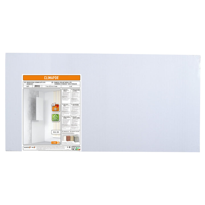 CLIMAPOR Energiespar-Dämmplatte grundiert, weiss, 1 x 0,5 m x 4 mm, 2 Packstücke (= 8 qm), Innenraum