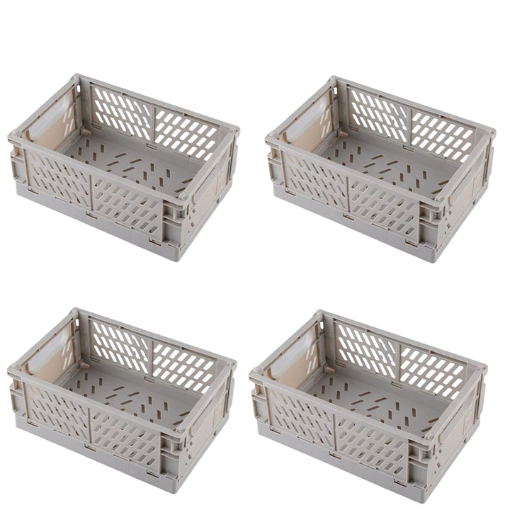 4 Stück Klappbox Grau 25×16×10cm,Klappkiste Körbe Aufbewahrung Zusammenklappbarer Tragbar Aufbewahru
