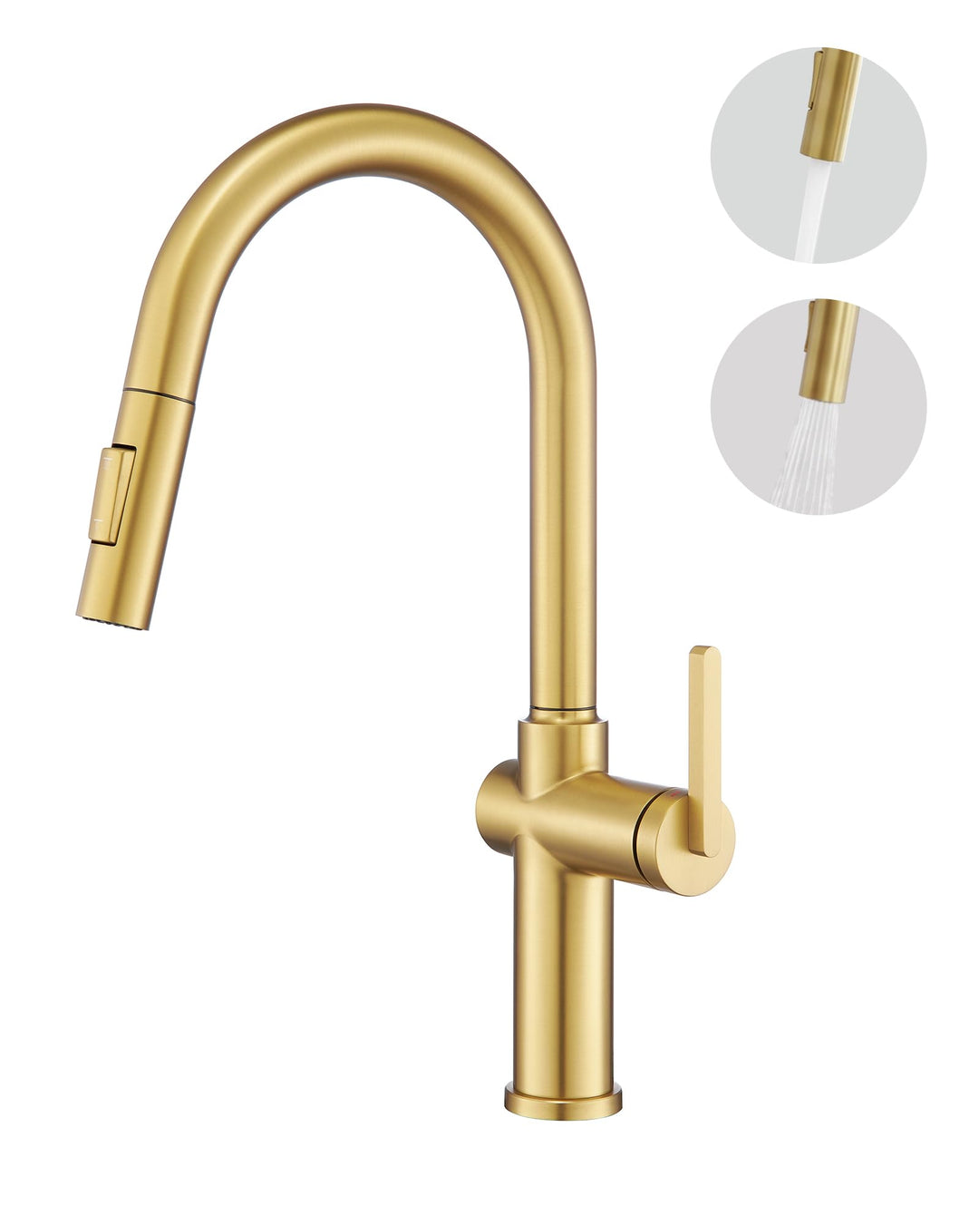 Tohlar Gebürsteter Gold Wasserhahn Küche Ausziehbar Gold | Hochdruck, Gold | Hochdruck