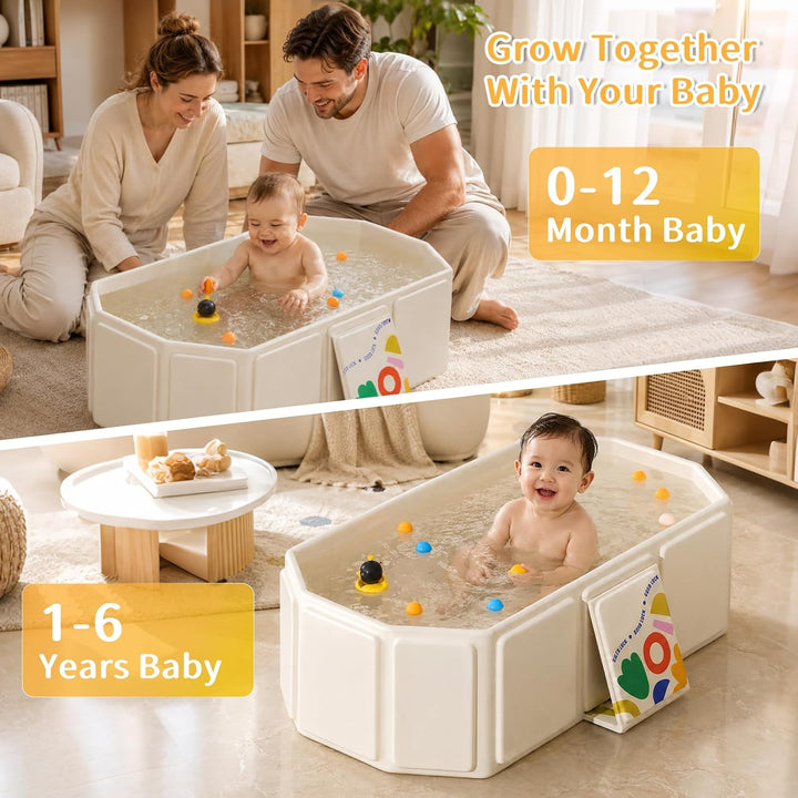 IIRC Faltbare Babybadewanne für 0-8 Jahre – Tragbare Badewanne mit Ablassschraube, platzsparend für