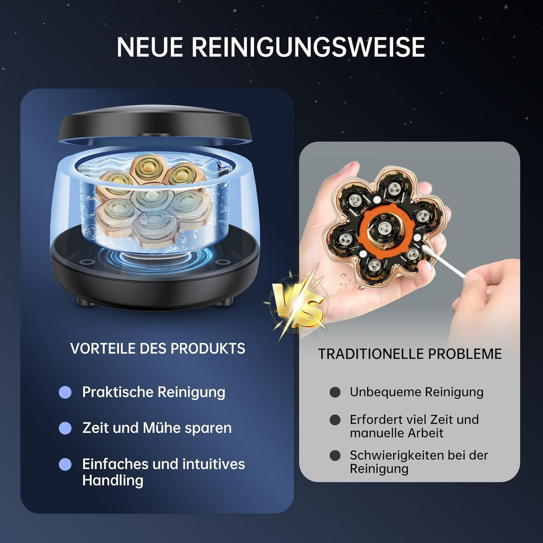 MAXGROOM Rasierer für kahlköpfige Männer – Reinigungszentrum 40 kHz Geeignet für die Reinigung von M