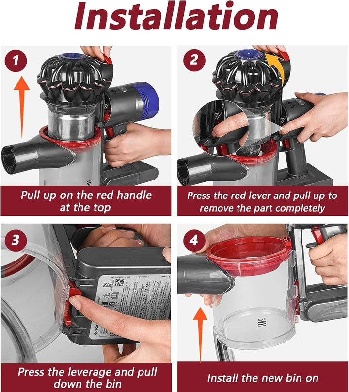 Staubbehälter Ersatz kompatibel mit Dyson V7 V8 SV10 SV11, verbesserter Auffangbehälter mit HEPA Fil