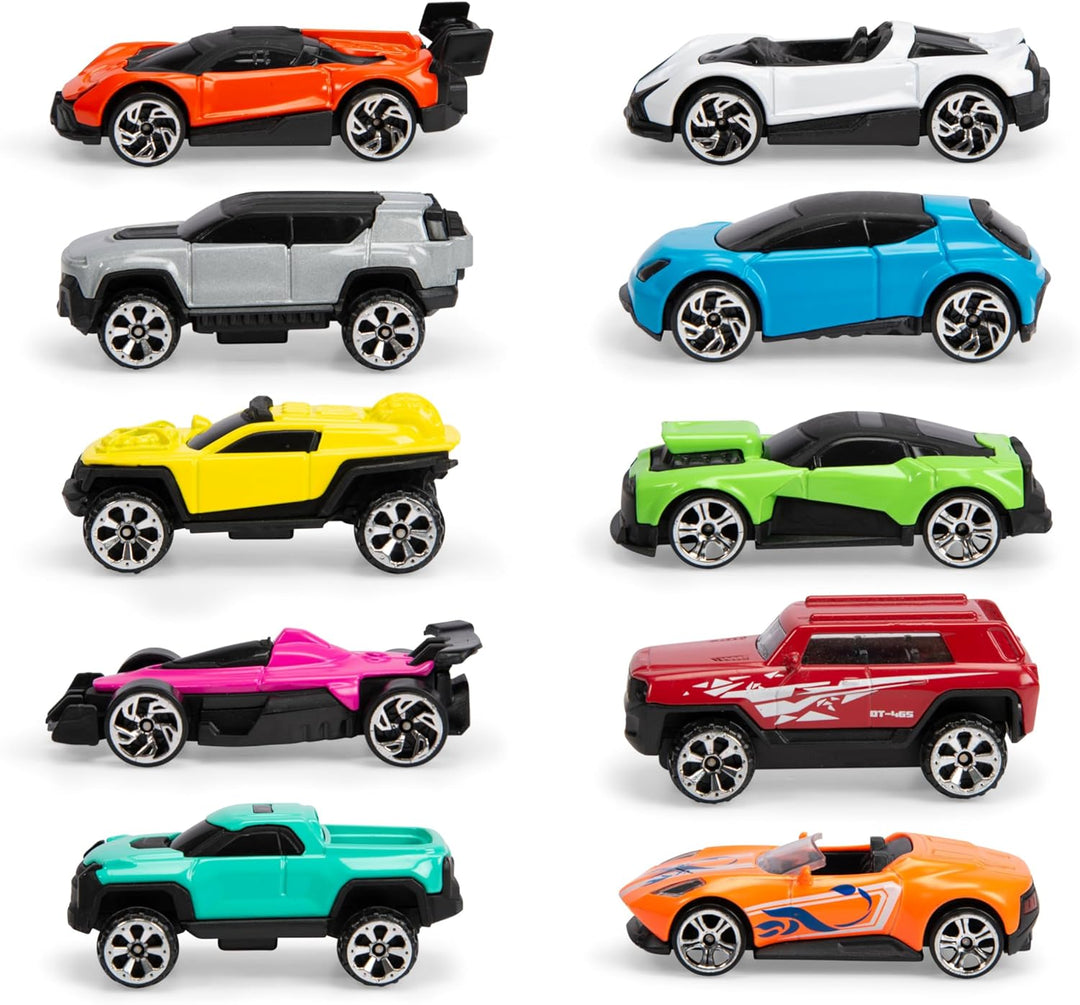 Dickie Toys - Grosses Spielzeugauto-Set mit 10 Autos (je 7 cm) - 10 kleine Modellautos aus Metall mi