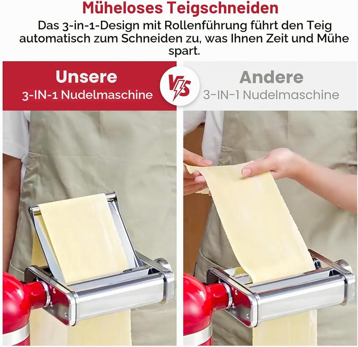 COFUN Edelstahl Nudelaufsatz set für KitchenAid Standmixer, 3 in 1 Pasta Zubehör für KitchenAid Nude