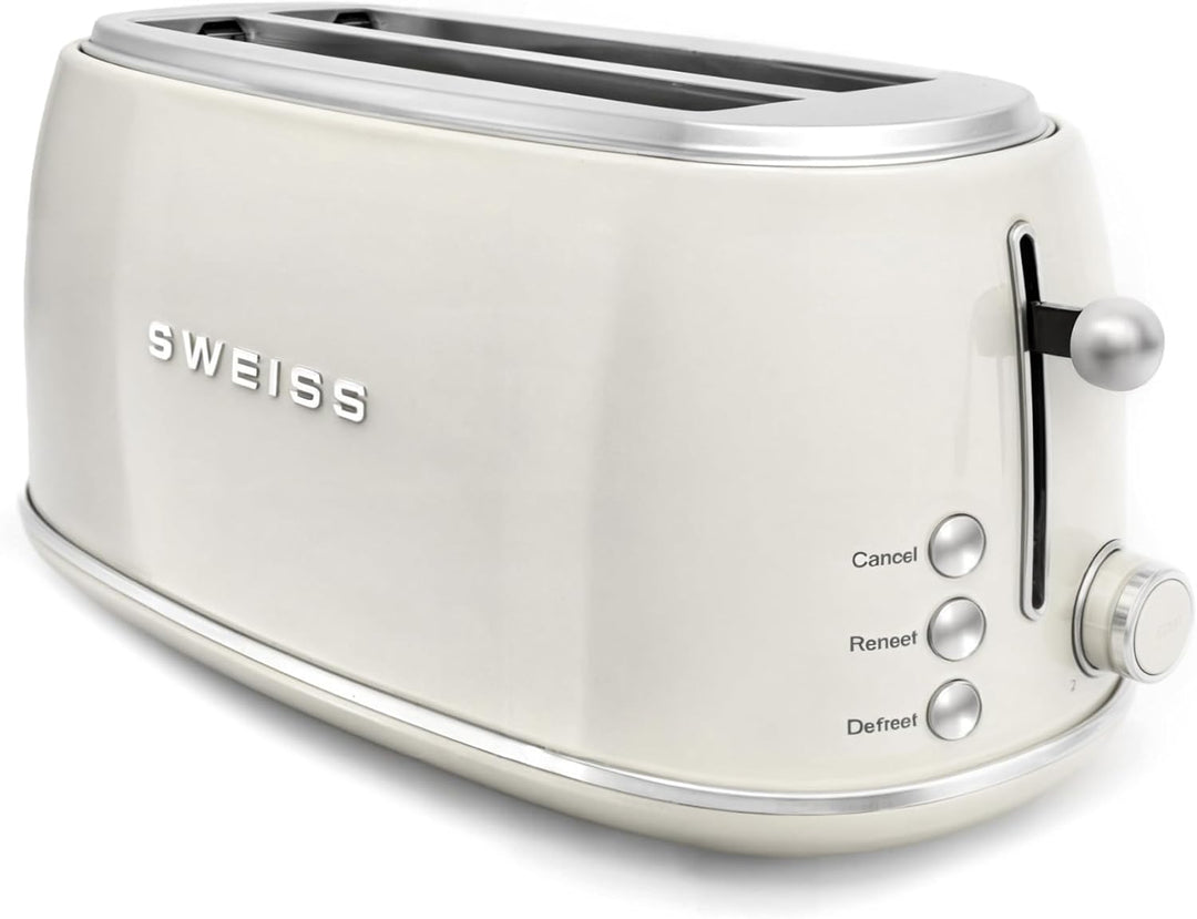 SWEISS Vintage Toaster GRV8, 2 Schlitze, 6 Bräunungsstufen, Spezialbreite für Baguettes, Auftaufunkt