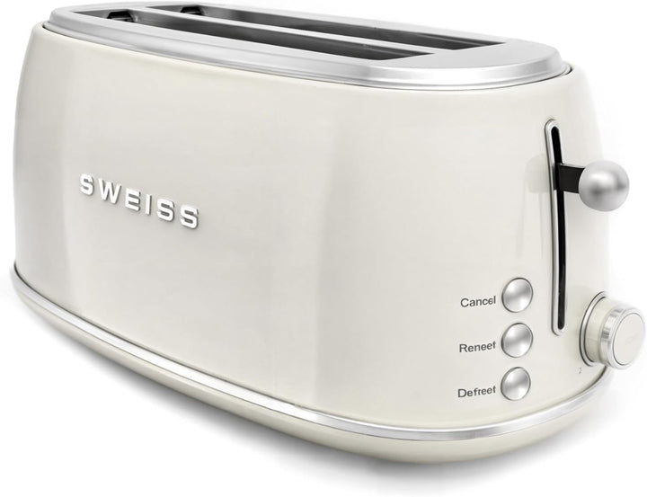 SWEISS Vintage Toaster GRV8, 2 Schlitze, 6 Bräunungsstufen, Spezialbreite für Baguettes, Auftaufunkt