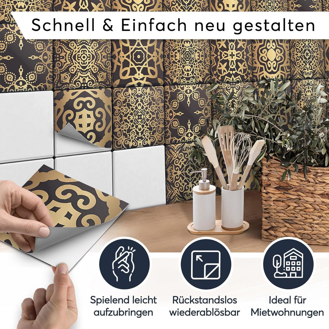 30 Stück Klebefliesen Folie 20x20 cm für Bad und Küche - Fliesenfolie, Fliesenfaufkleber - Stickerfl