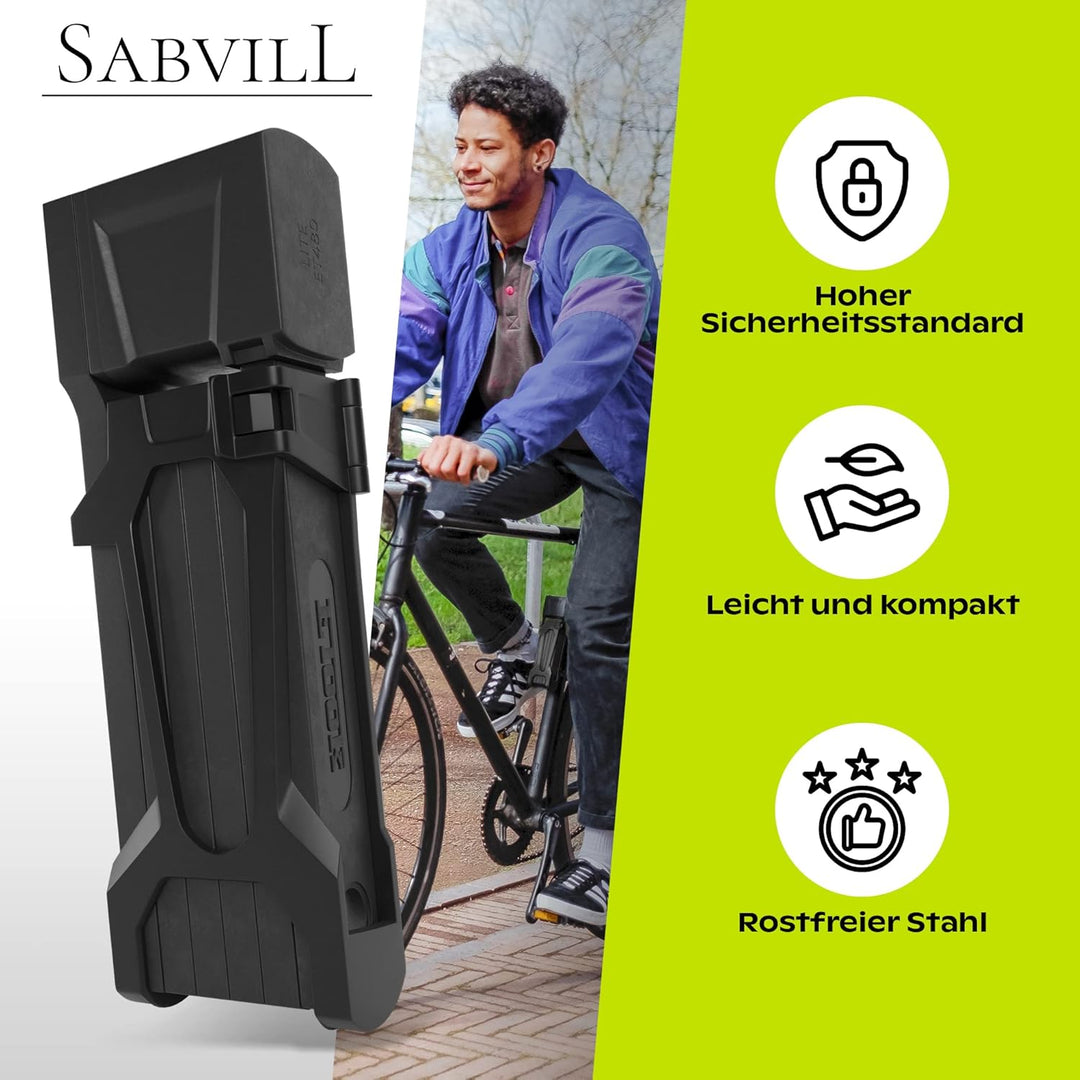 SABVILL Fahrradschloss Faltschloss 75cm | Faltschloss Fahrrad inkl. Halterung & Zubehör | Extrem sic