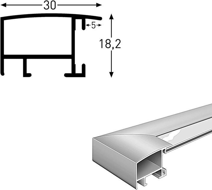 accent by nielsen Bilderrahmen, 24 x 30 cm, Aluminium, Schwarz matt, Rahmen zum Aufhängen im Hoch- &