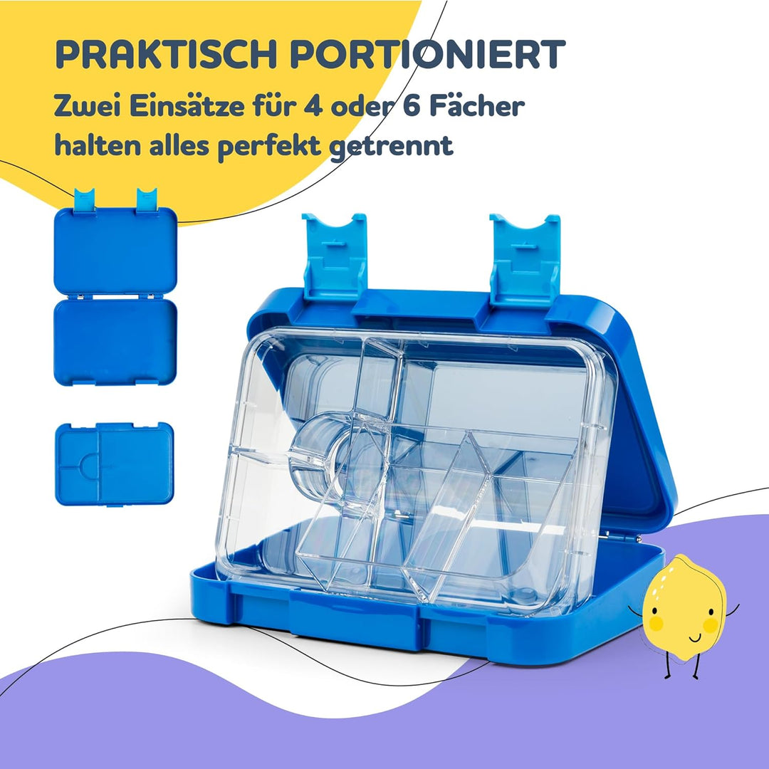 schmatzfatz Junior Brotdose Kinder mit Fächern| BPA Frei Lunchbox Kinder| Bento Box Kinder | Brotbox
