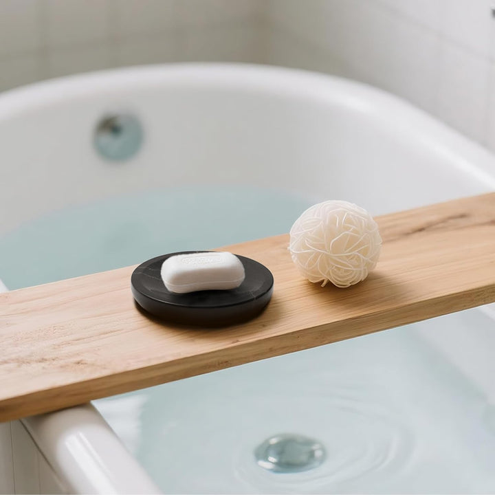 WORHE Seifenschale echter natürlicher Marmorhalter für Badezimmer, Badewanne, Dusche, Küchenspüle, H