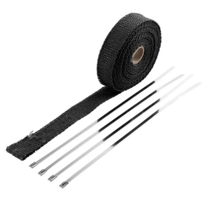 cyclingcolors Hitzeschutzband 25mm x 10M glasfaser Auspuffband mit Kabelbinder für Fächerkrümmer The