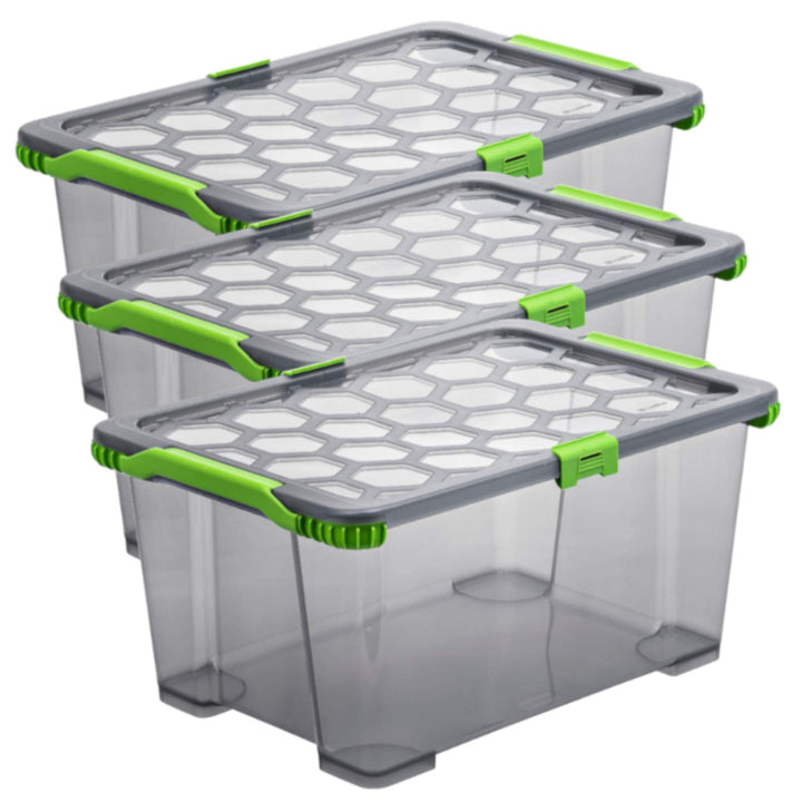 Rotho Evo Total Protection 3er-Set Aufbewahrungsbox 44l mit Deckel, lebensmittelechter Kunststoff (P