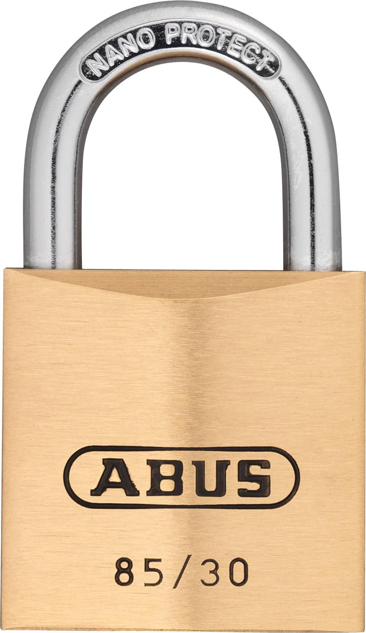ABUS Vorhängeschloss Messing 85/30 - für Kellertüren, Schuppen u. v. m. - wetterfest - Messing-Schlo
