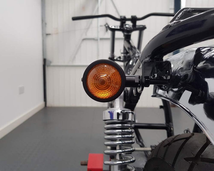 Alchemy Parts Signale Turn Blinker Motorrad Retro Klassiker Custombikes Trikes - Schwarz Metall