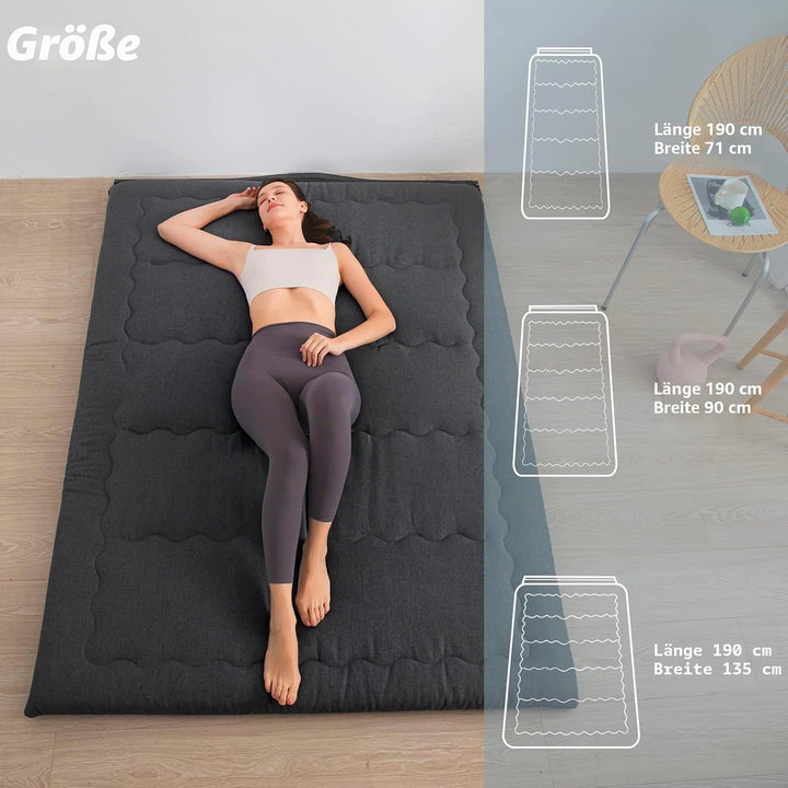 MAXYOYO Futonmatratze, tragbar, faltbar, hypoallergener Stoff und Schaumstoff-Matratzenauflage mit G