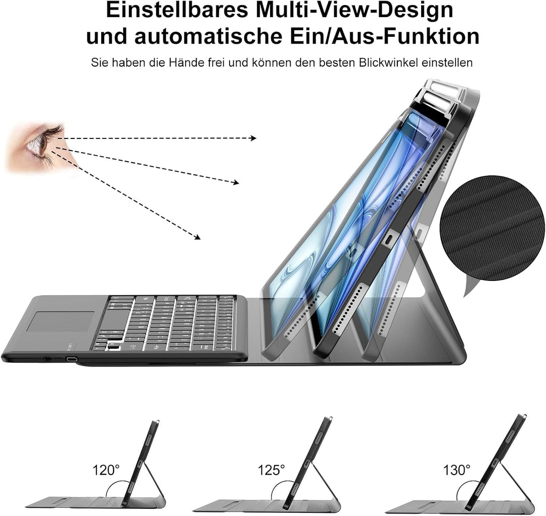 IVEOPPE Hülle Tastatur für iPad Air 13" M4 2026 Con Touchpad, 7-Farbige Beleuchtung, Deutsches QWERT