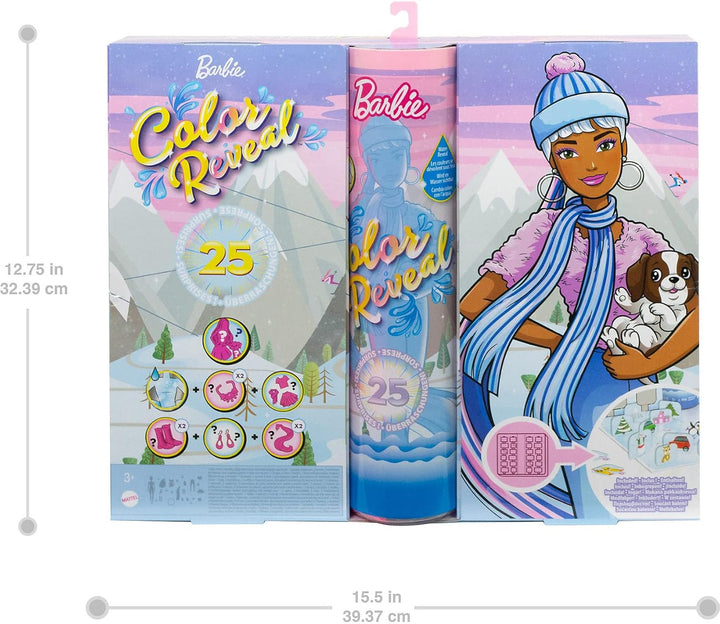Barbie Farbe Reveal Adventskalender, 25 Überraschungen enthalten Farbe Reveal Barbie-Puppe, 1 Farbe
