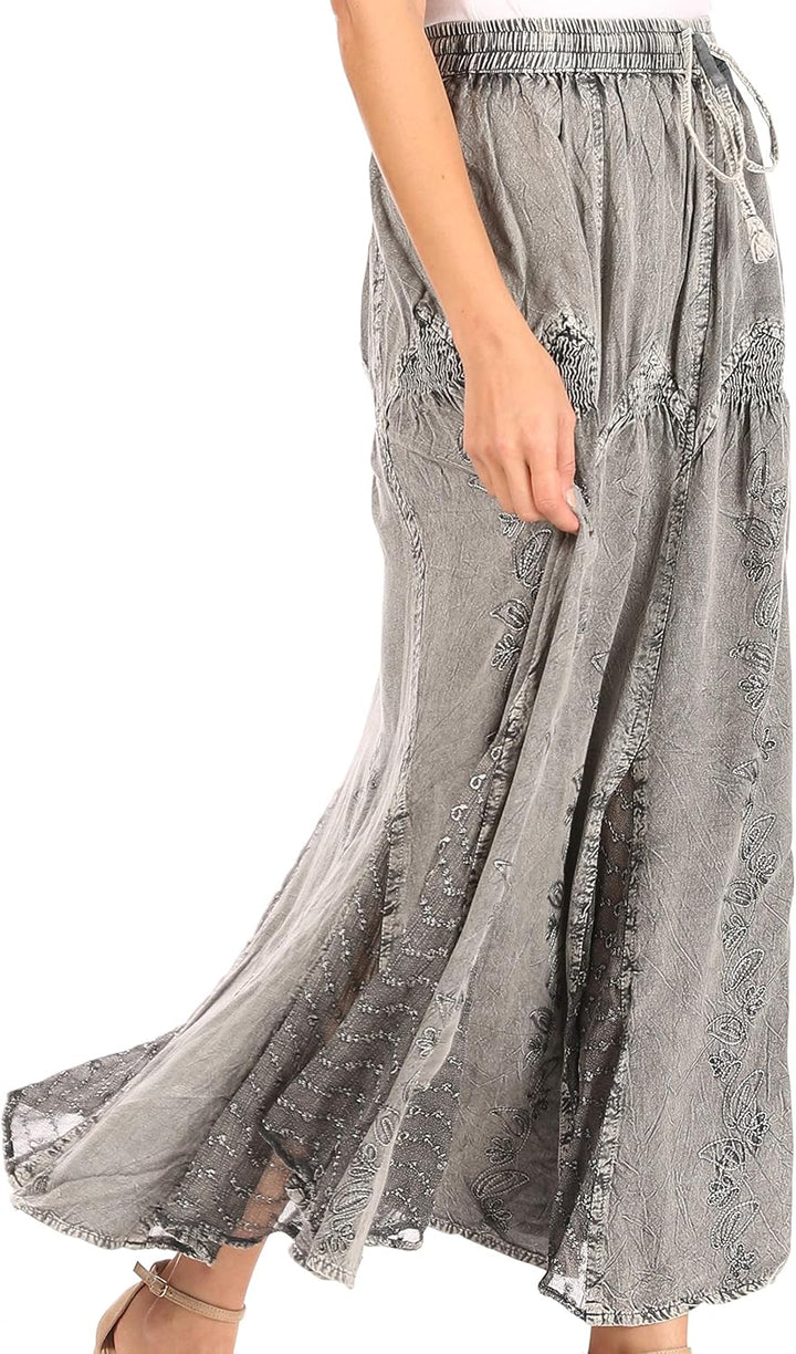 Sakkas Olivia Damen Maxi böhmischen Zigeuner Langen Rock mit elastischer Taille und Spitze Einheitsg