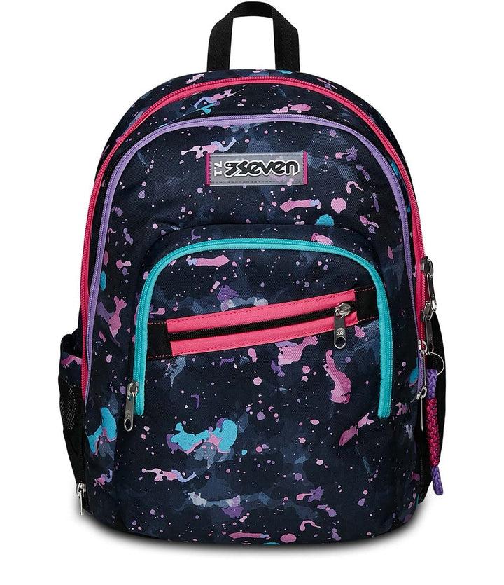 Seven Advanced Detach Schulrucksack – Fluo String Girl – Violett – Doppelfach – Trinkflaschentasche,