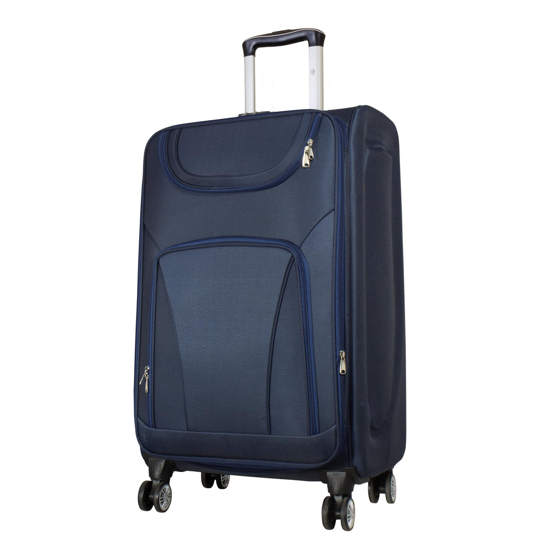 Trendyshop365 Weichgepäck grosser Reisekoffer Maribor 78cm 99 Liter 4 Rollen Zahlenschloss Blau Reis