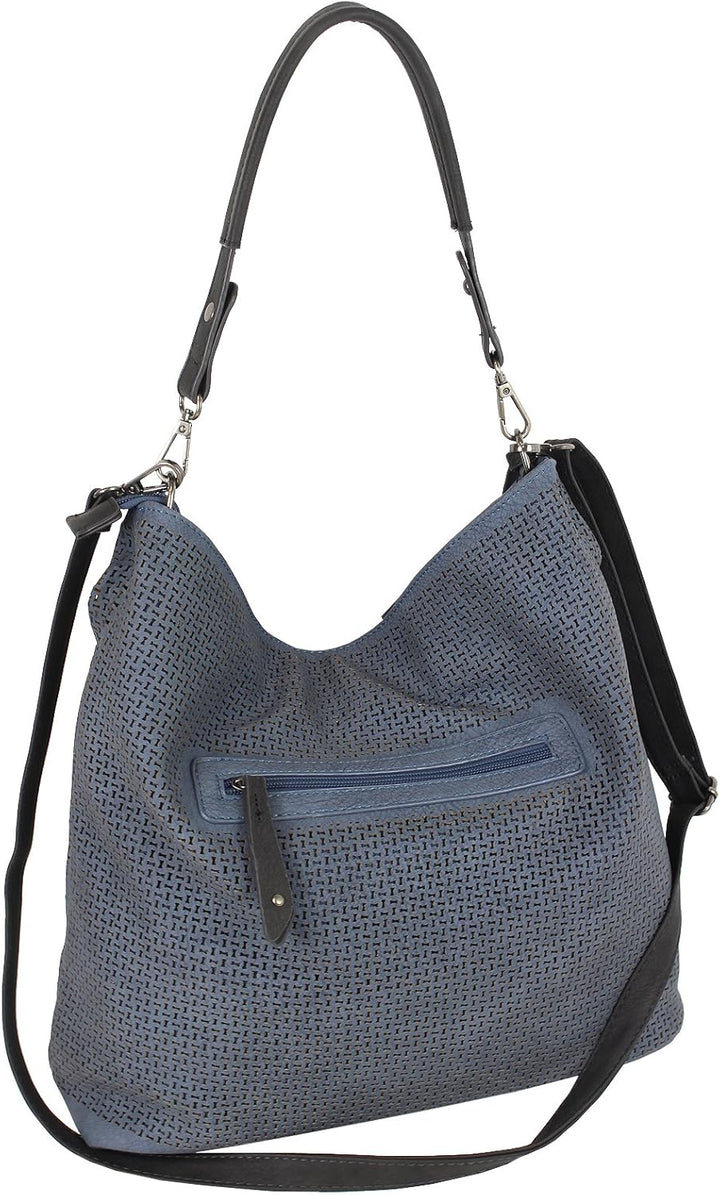 Jennifer Jones - Modische Damen Handtasche - 34 x 34 x 16 cm - austauschbare Henkel - Dunkel Blau, B