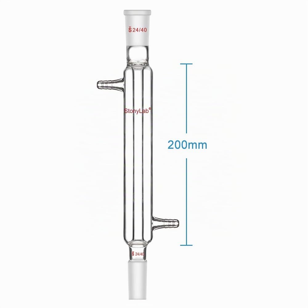 StonyLab Gelenk Liebig Kondensator, Borosilicatglas Liebig Condenser mit 24/40 Joint 200mm Jack Leng
