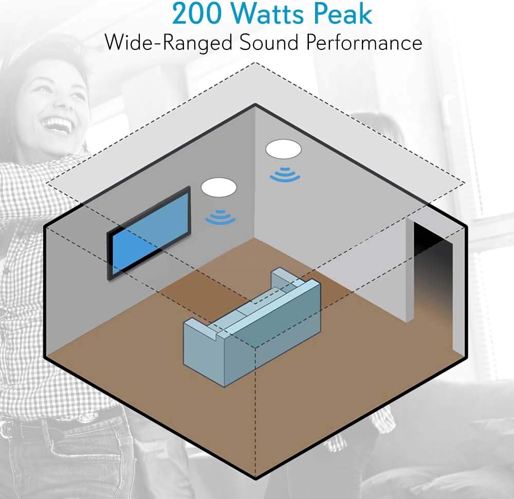 Pyle Home pdics8-Full Range Einbau-Lautsprecher zur Montage an System mit Transformer – Schwarz