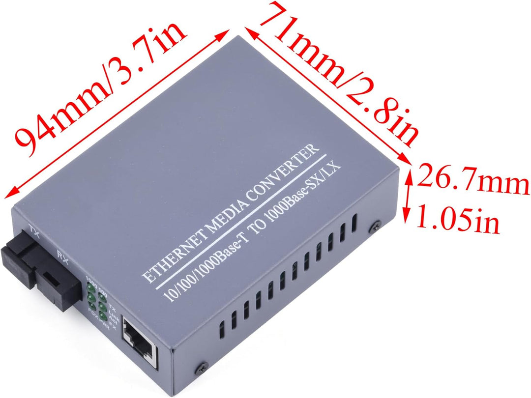 2 Stück 1.25 Gigabit Ethernet Medienkonverter Glasfaser Singlemode, SC Single Fibre Transceiver 10/1