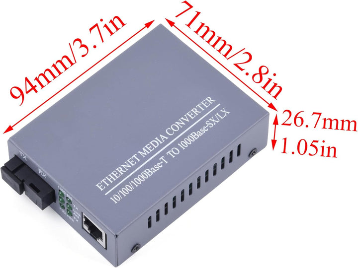 2 Stück 1.25 Gigabit Ethernet Medienkonverter Glasfaser Singlemode, SC Single Fibre Transceiver 10/1