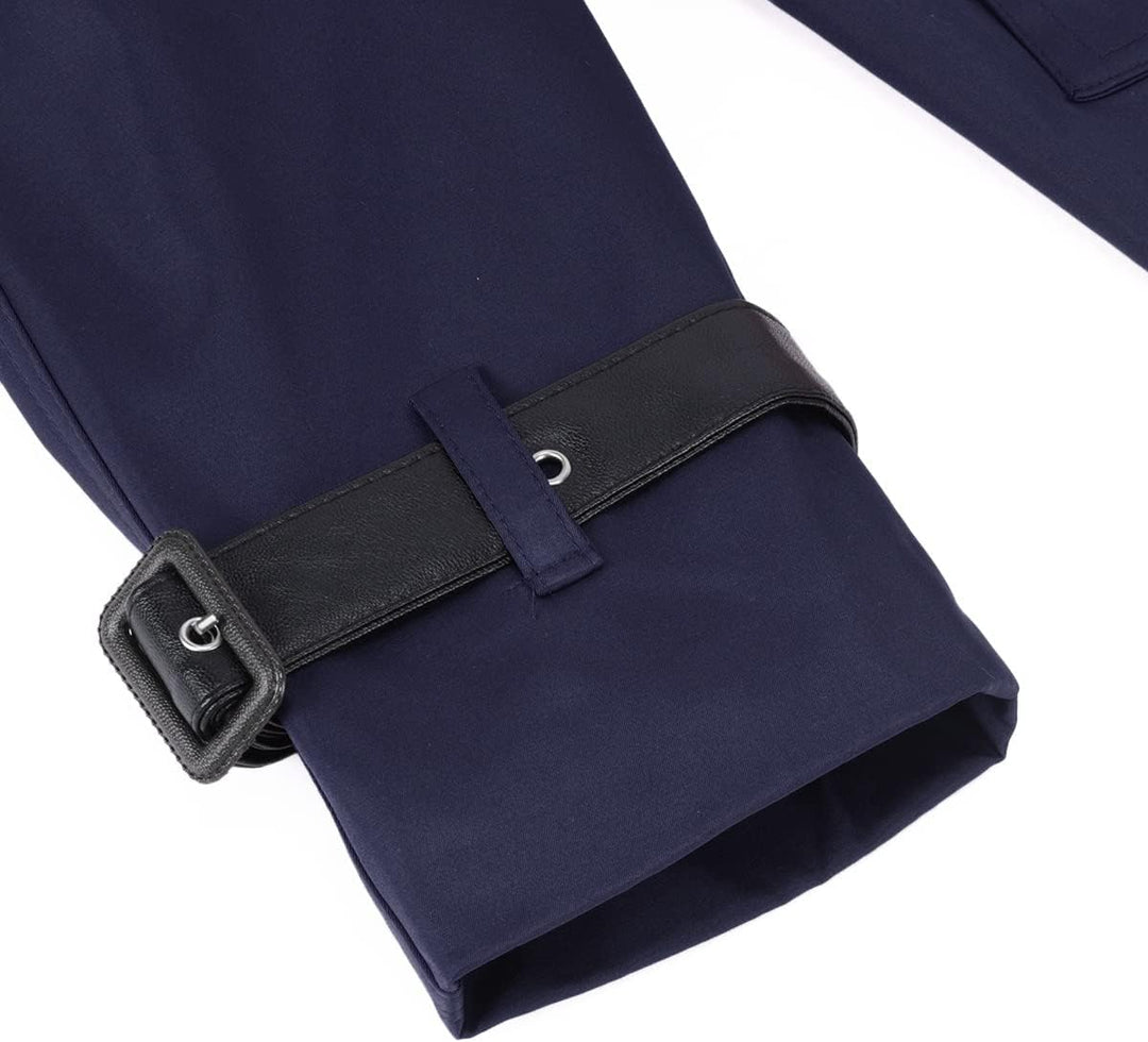 AOWOFS Herren Zweireihiger Trenchcoat mit Gürtel Revers Lang Mantel Business Jacke Frühling Übergang