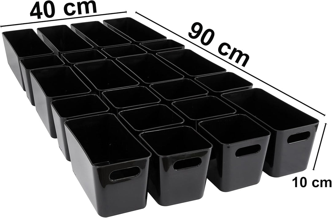 Hummelladen 22 Teile Organizer Set - 10 cm hoch - in 3 Grössen - schwarz - Schubladeneinsatz - passe