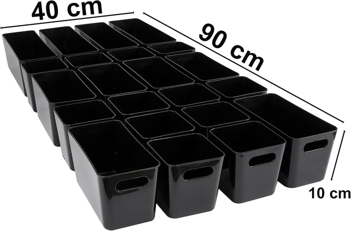 Hummelladen 22 Teile Organizer Set - 10 cm hoch - in 3 Grössen - schwarz - Schubladeneinsatz - passe