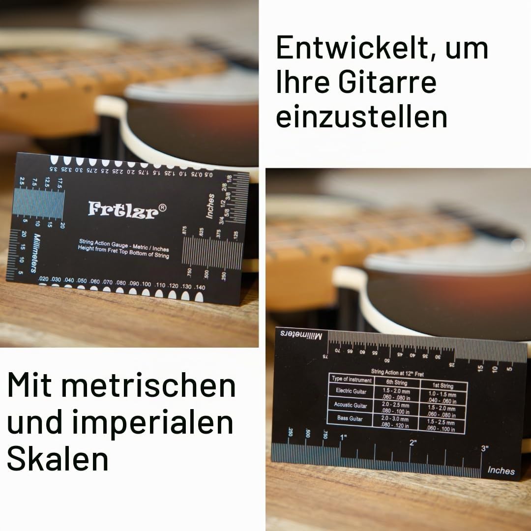 Gitarrensaitenlehre, metrisches Zoll-Lineal, Saitenhöhenmesswerkzeug, Gitarren-Setup-Werkzeug