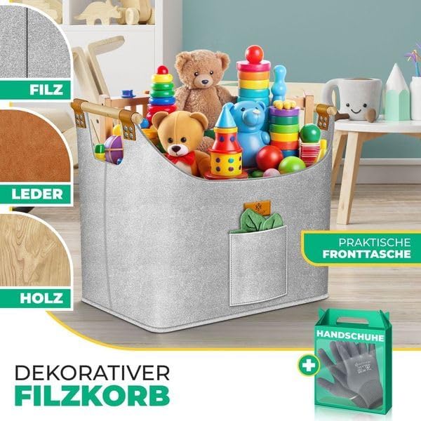 KESSER® Brennholzkorb XXL 90 Liter | Kaminholztasche extra dicker Filz | Feuerholzkorb faltbar mit v