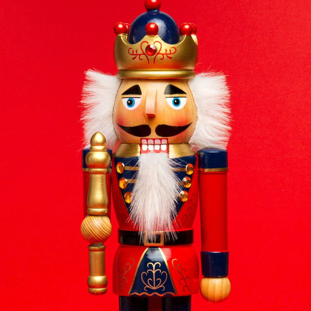 Sikora NK-D aufwändig gestaltete Deko Nussknacker Figur aus Holz, Farbe/Modell:D03 rot/blau - KÖNIG,