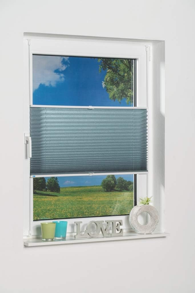 K-home Klemmfix-Plissee Petrol 110 x 130 cm (B x L) Lichtschutz +++ Moderne Crushed Optik +++ 110 x