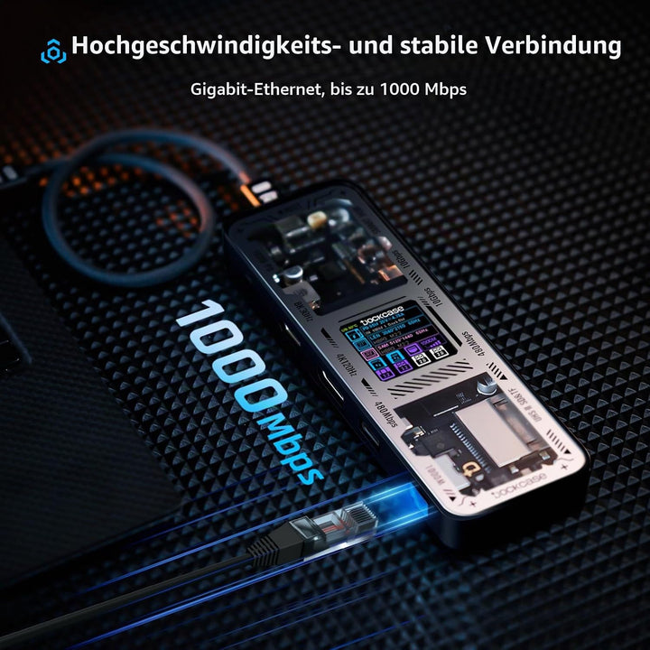 DOCKCASE 10-in-1 USB-C Dockingstation, 2 Monitore 4K, 100W PD Mattschwarz, Mattschwarz