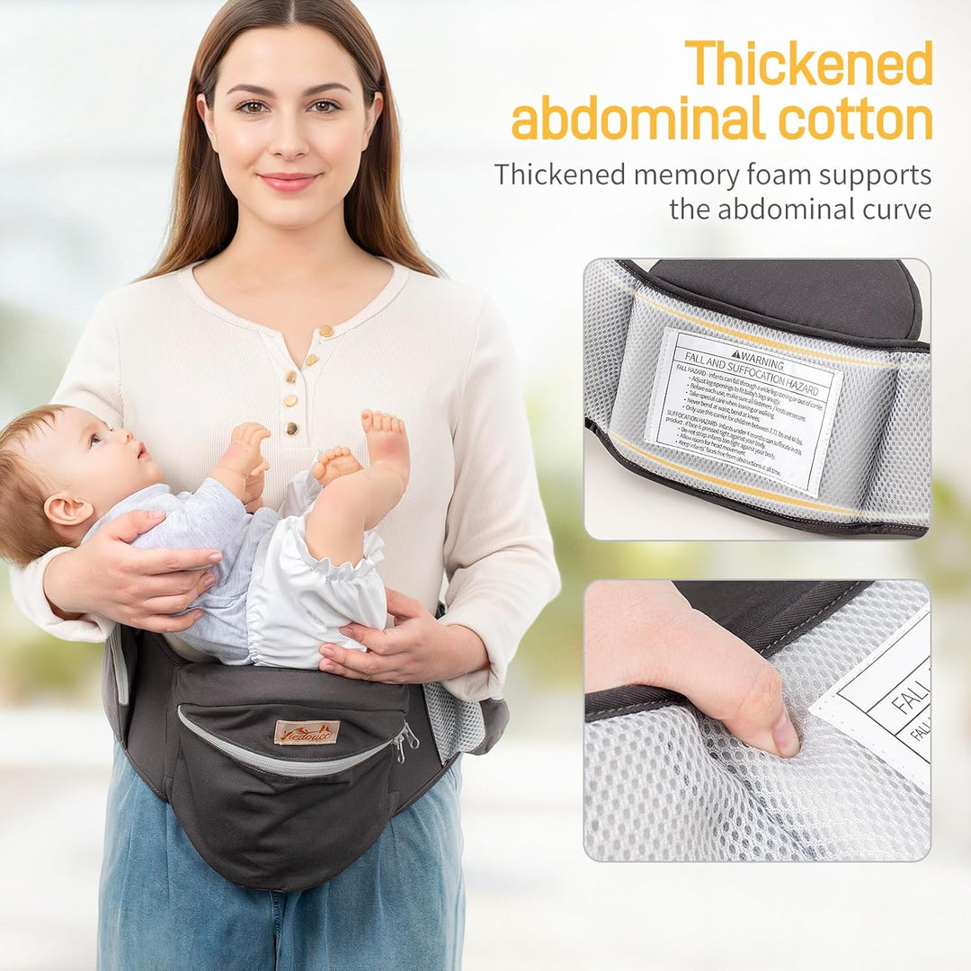 Viedouce Baby Hüftsitz Ergonomische mit Sicherheitsgurt Schutz,Reine Baumwolle Leicht und atmungsakt