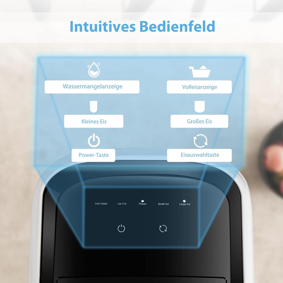 GOPLUS Eiswürfelmaschine von 15 kg/24H, Eiswürfelbereiter mit 2 Würfelgrössen, 2L Wassertank, Selbst