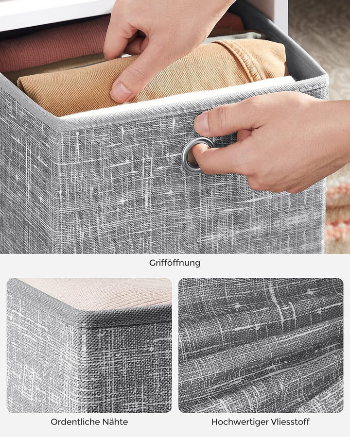 SONGMICS Aufbewahrungsbox, 6er Set, Ordnungsboxen aus Vliesstoff mit Griff, Boxen Aufbewahrung, 33 x
