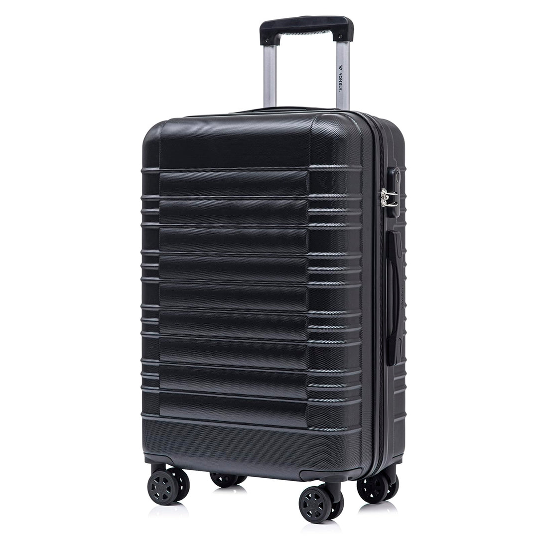 Koffer Suitcase XL Schwarz, Trolley Reisekoffer, Rollkoffer Handgepäck mit 4 Rollen 360°, Hartschale