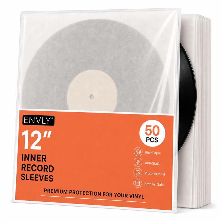 ENVLY® Schallplatten Innenhüllen (50 Stück) | Reispapier | antistatisch (12")