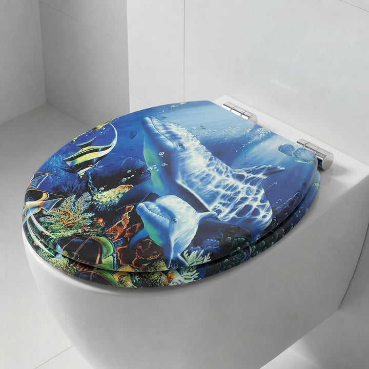 SINOBATH WC-Sitz Mit Absenkautomatik,Toilettendeckel MDF Holzkern,Softclose Scharnier (Wal), Wal