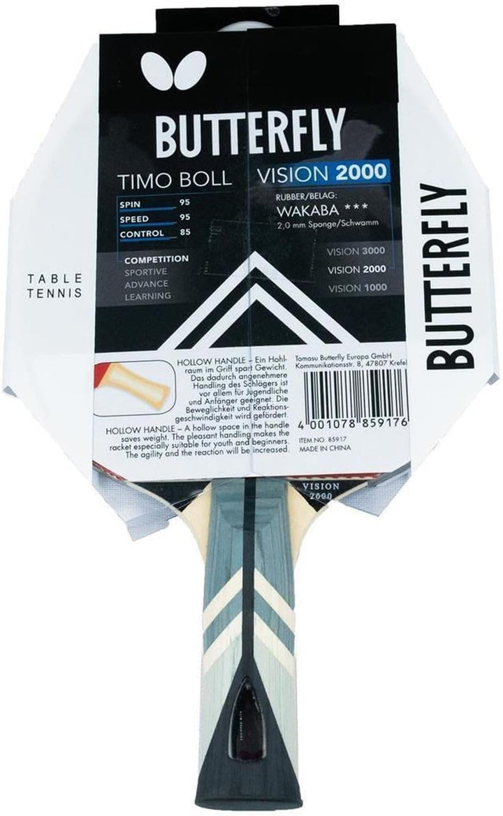 Butterfly® Timo Boll Vision 2000 Tischtennisschläger | Tischtennis Racket Bat TT Profi Wettkampfschl