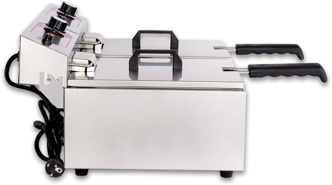 Beeketal 'BTF20a' Doppel Kaltzonen Fritteuse (2 x 9 Liter Volumen für max. 2 x 5 Liter Öl) Edelstahl