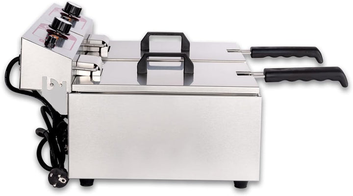 Beeketal 'BTF20a' Doppel Kaltzonen Fritteuse (2 x 9 Liter Volumen für max. 2 x 5 Liter Öl) Edelstahl