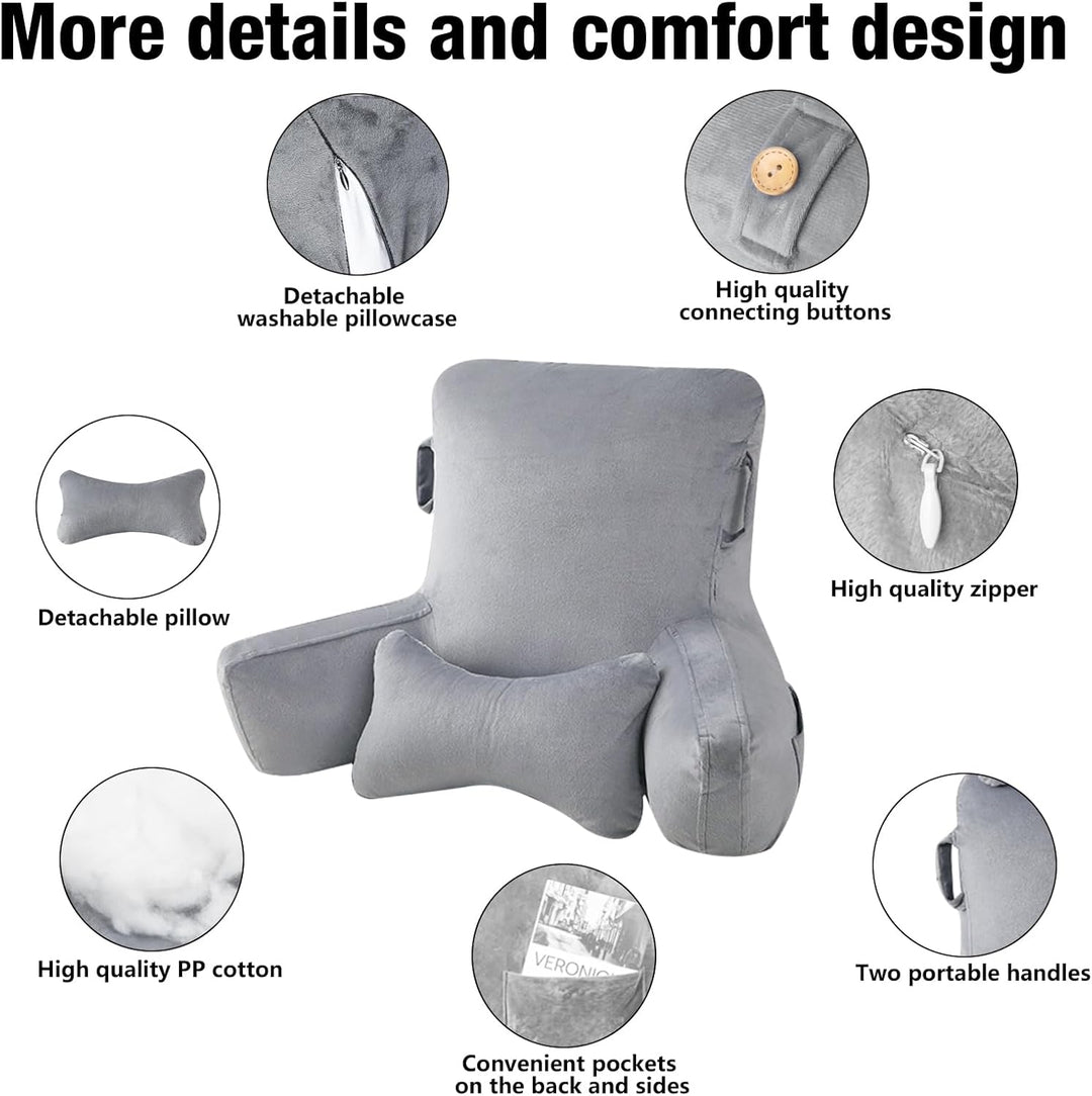 Lesekissen im Bett für Erwachsene, 90x80cm(LxH) Extra gross Rückenkissen zum Lesen mit Abnehmbarer N